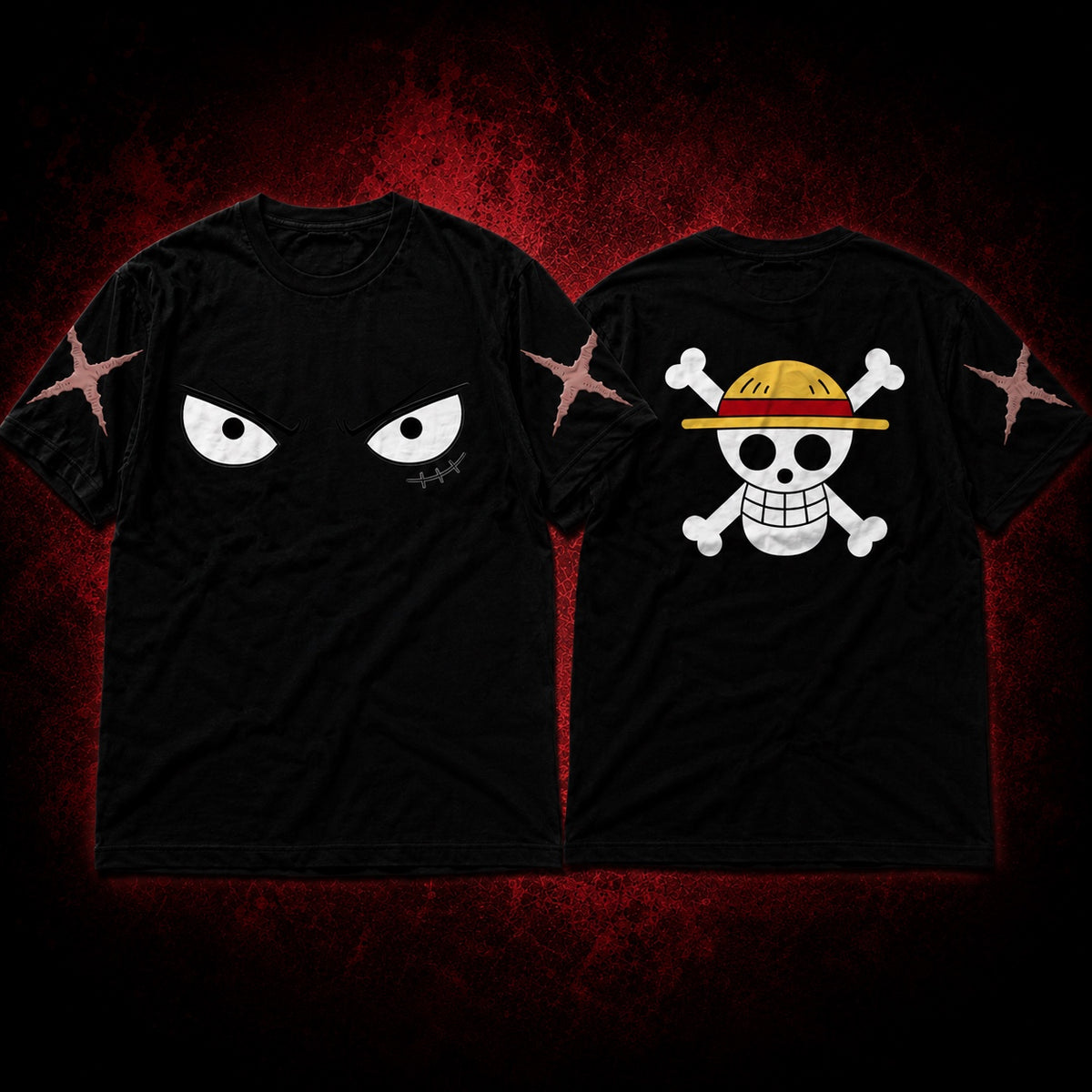 Eyecult Pirate King black shirt, front and back product view